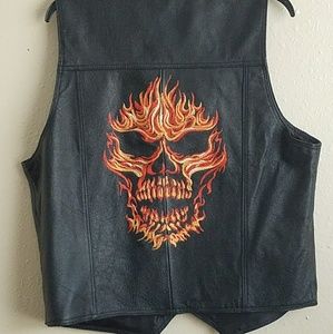 Leather vest, motorcycle